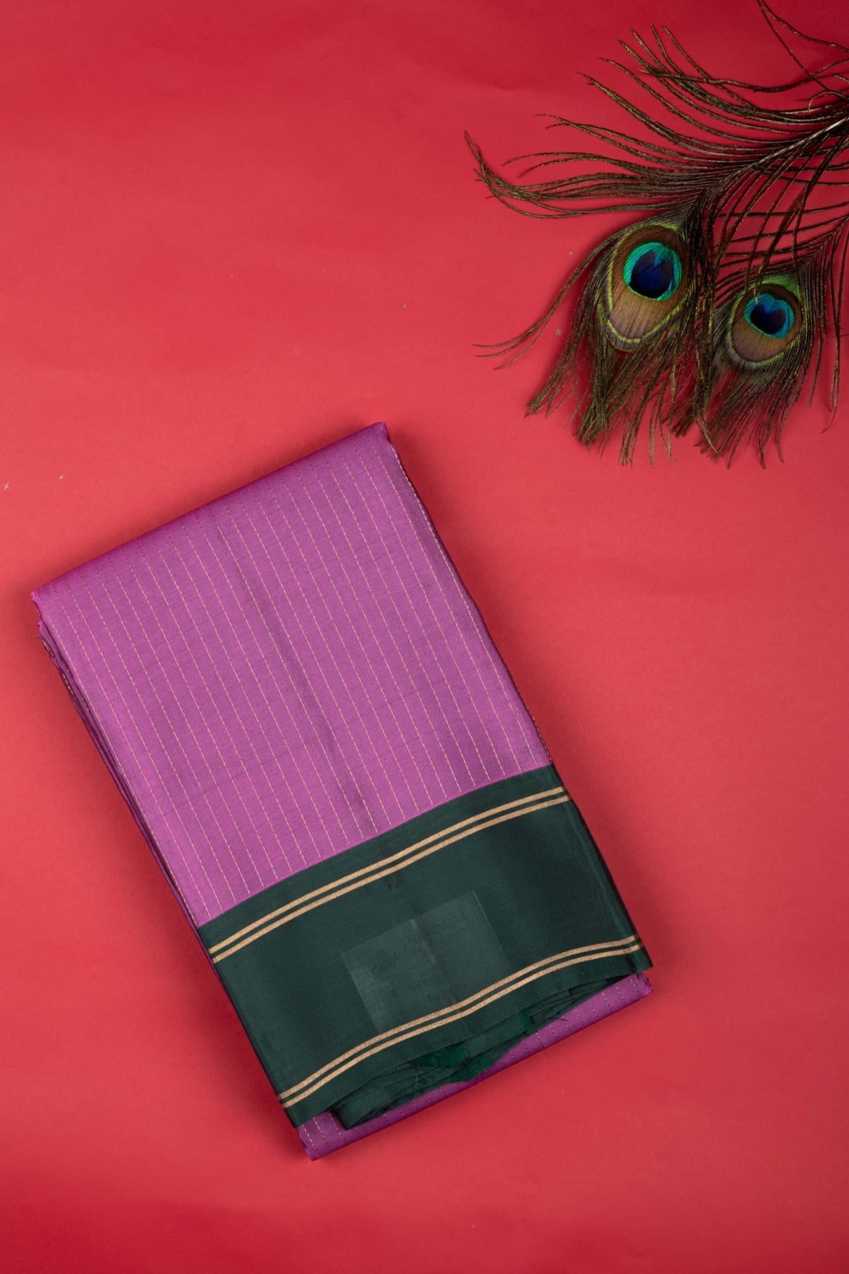 Lavender And Green Pure Touch Silk Saree