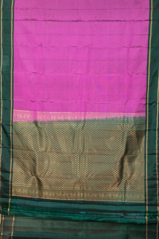 Lavender And Green Pure Touch Silk Saree