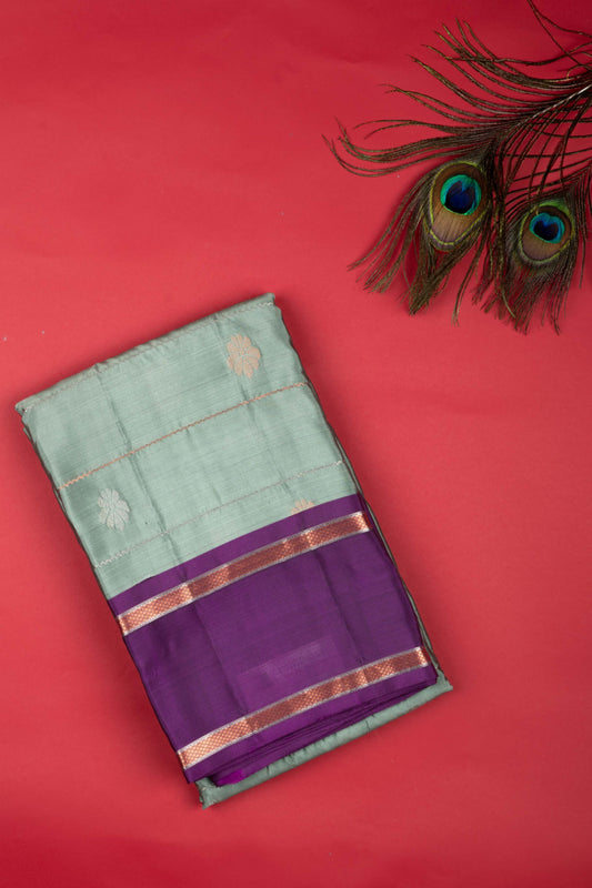 Pastel Green and Violet Pure Touch Silk Saree