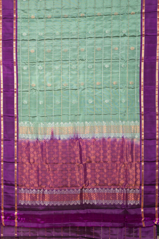 Pastel Green and Violet Pure Touch Silk Saree