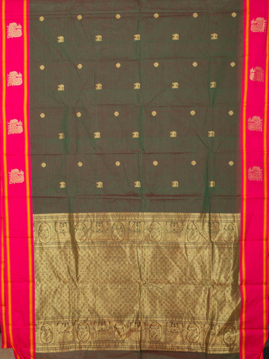 Dual Tone Green And Pink Kanchi Cotton Saree