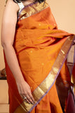 Honey Brown Saree With Pink Border