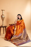 Honey Brown Saree With Pink Border