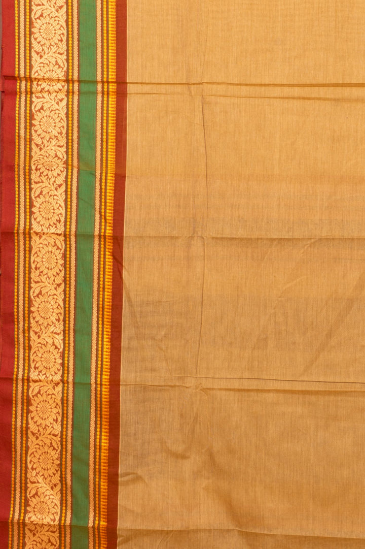 Beige Thread Work Kanchi Cotton Saree