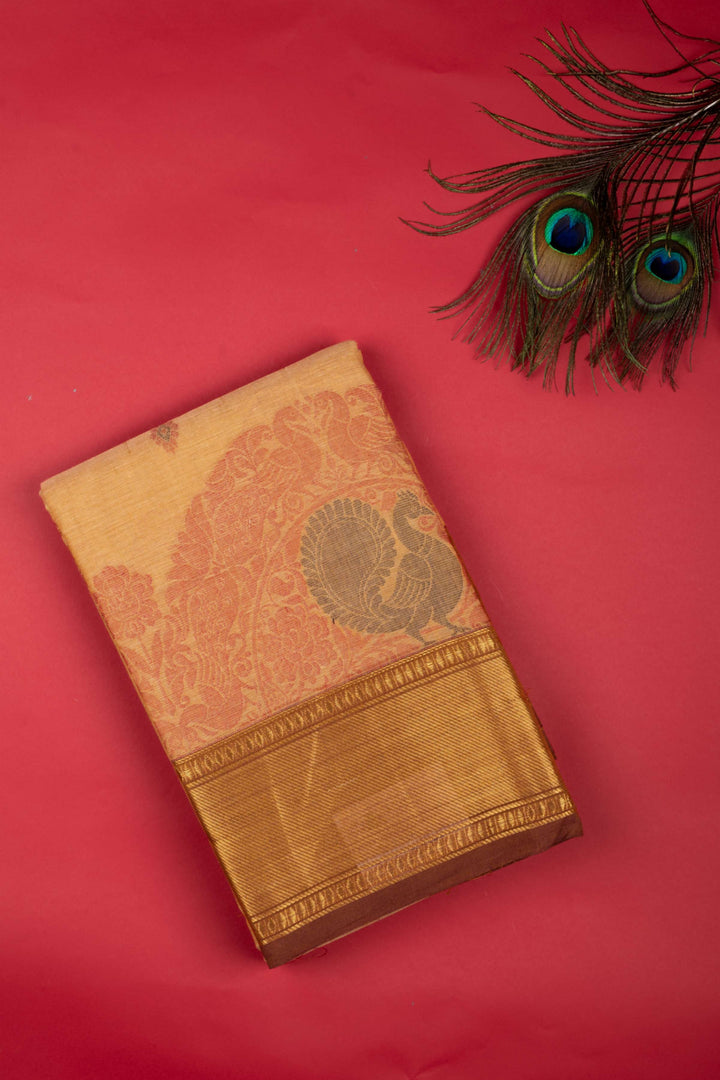 Beige Colour Pure Kanchi Cotton Saree