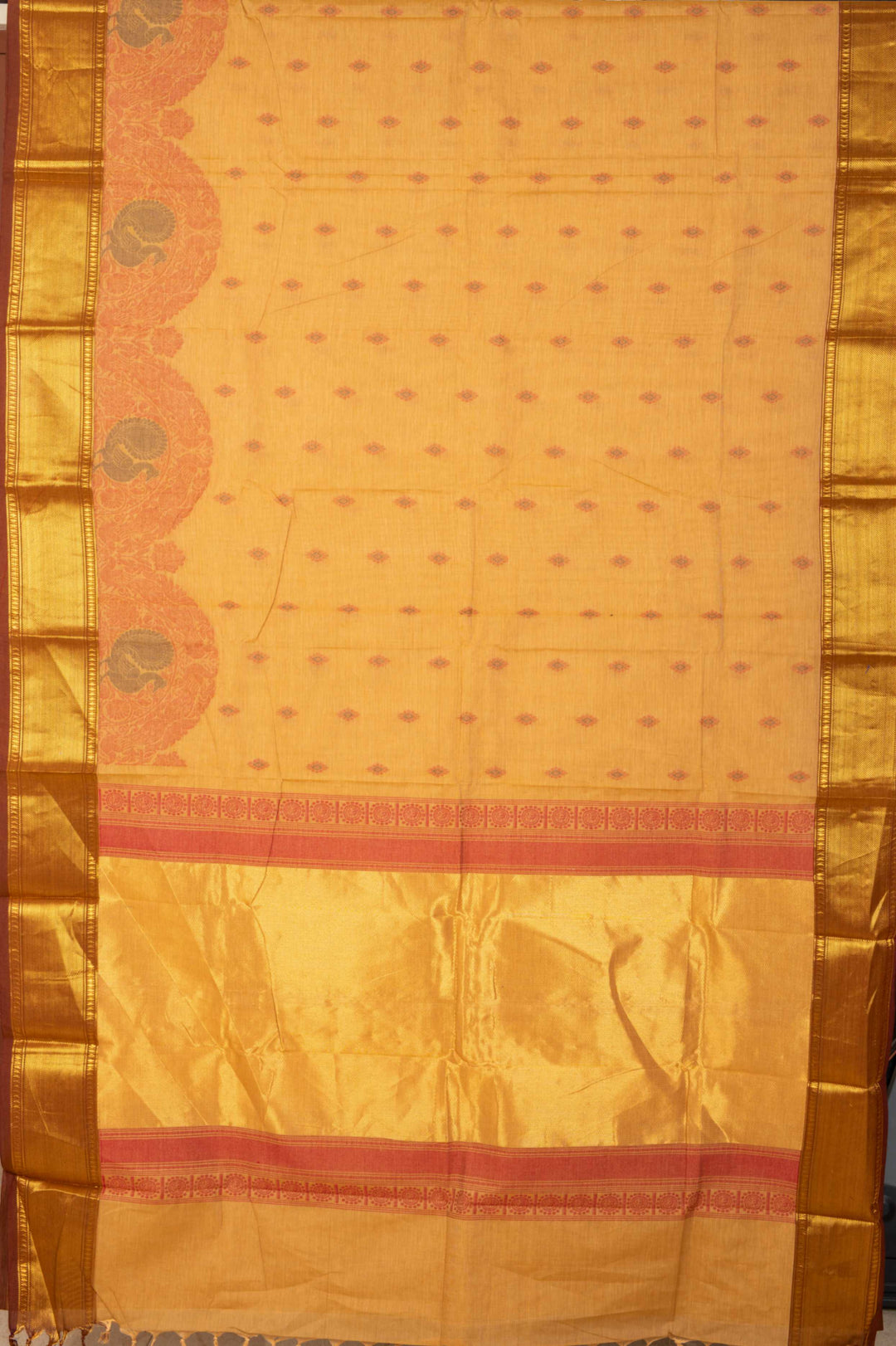 Beige Colour Pure Kanchi Cotton Saree