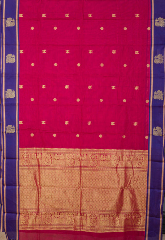 Magenta Pink Kanchi Cotton Saree