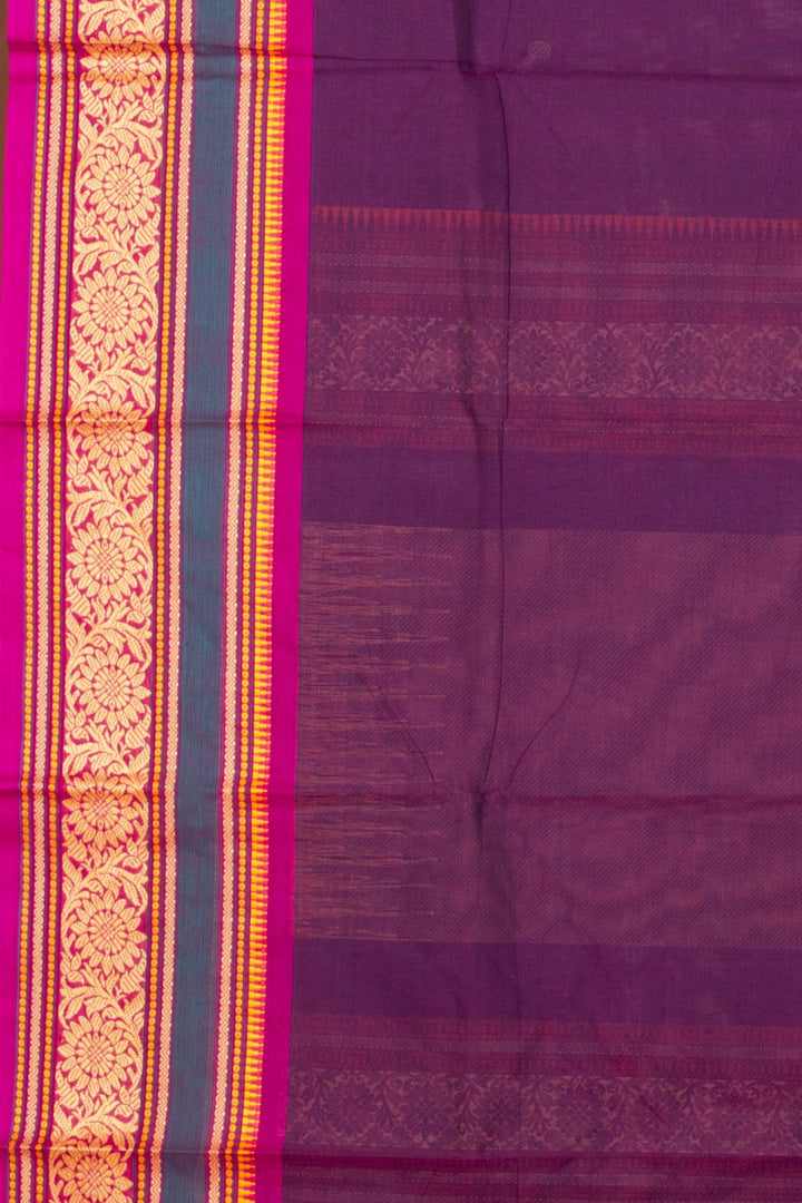 Purple Thread Work Kanchi Cotton Saree