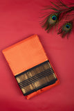 Orange And Black Silk Cotton Saree