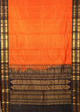 Orange And Black Silk Cotton Saree