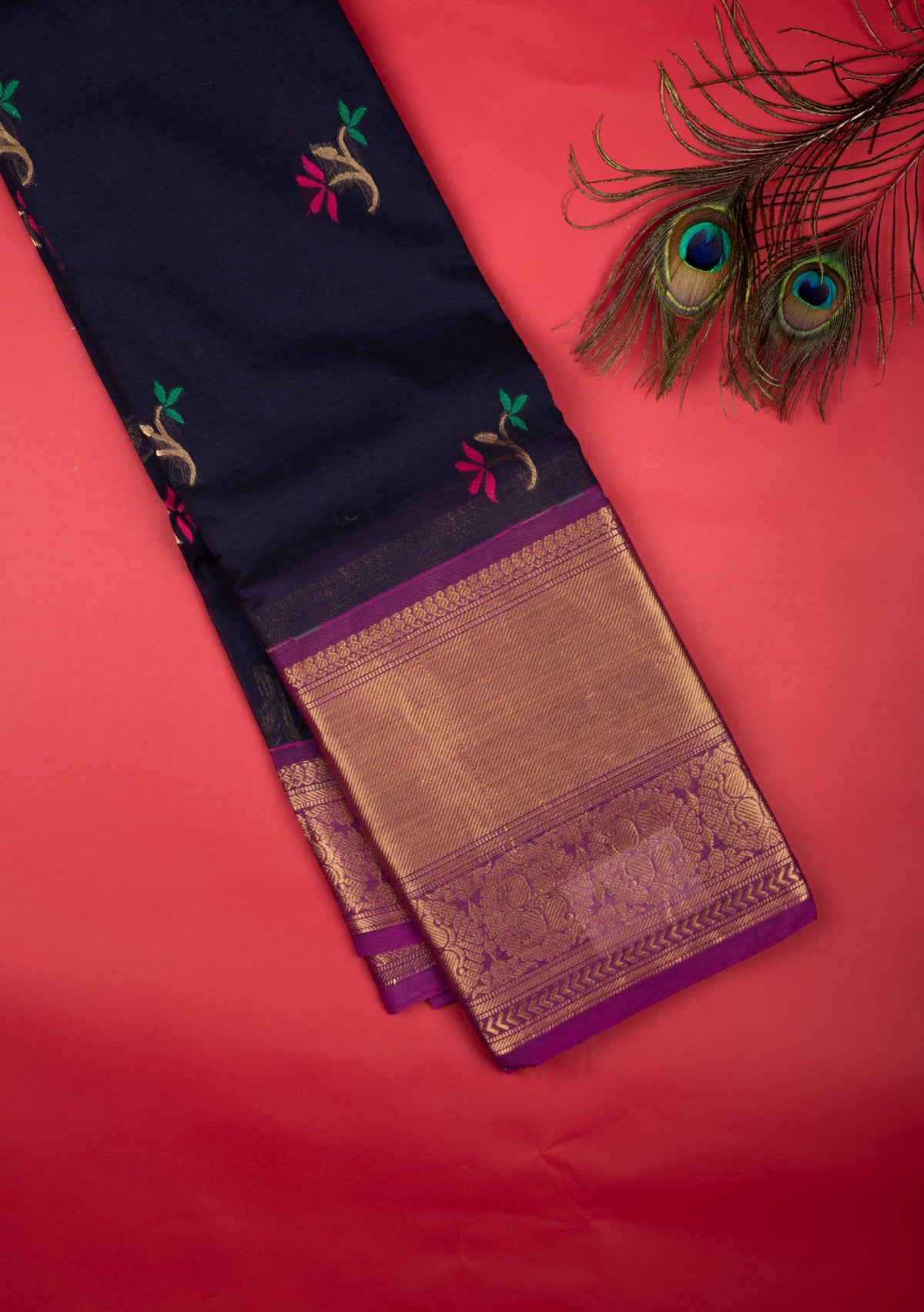 Black Kanchi Cotton Saree