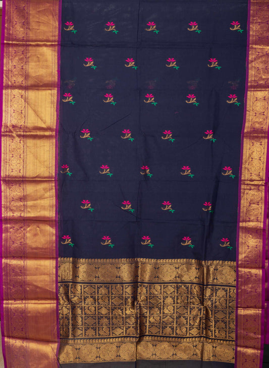 Black Kanchi Cotton Saree