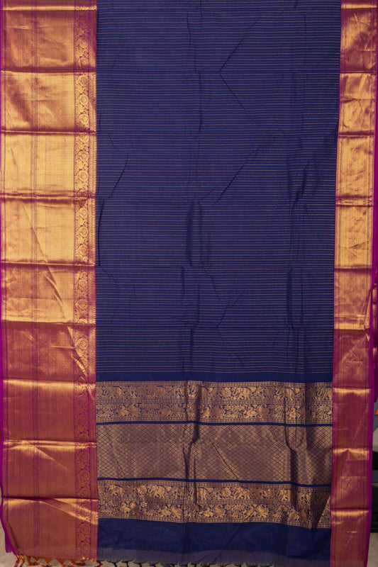 Navy Blue Vairaoosi Kanchi Cotton Saree