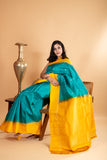 Aqua green soft silk saree