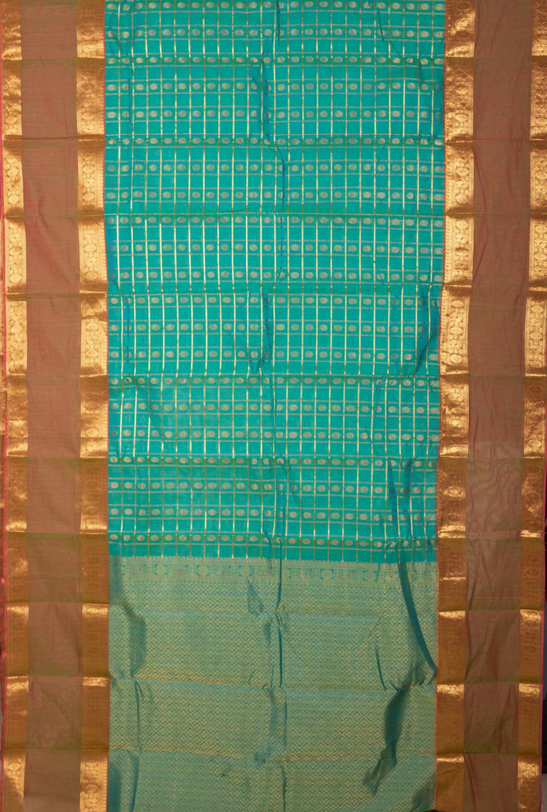 Dual Tone Aqua Blue Kanchi Cotton Saree