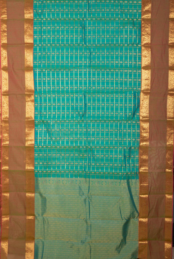 Dual Tone Aqua Blue Kanchi Cotton Saree