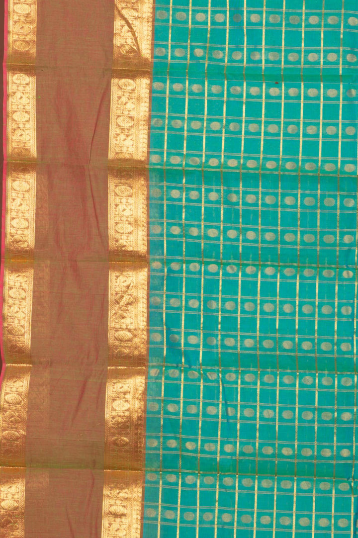 Dual Tone Aqua Blue Kanchi Cotton Saree