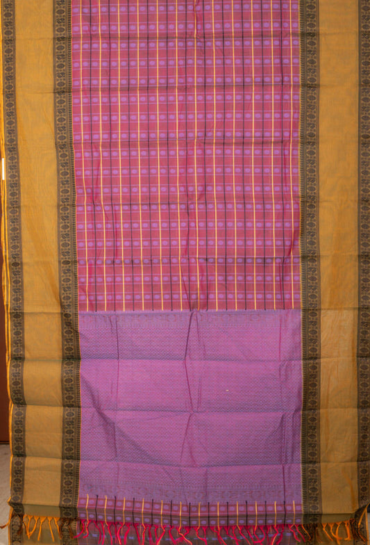 Lavender And Green Pure Kanchi Cotton Saree