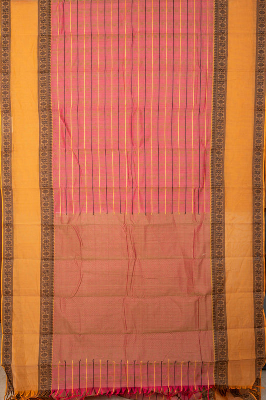 Pink Retta Pettu Kanchi Cotton Saree