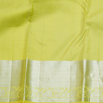 Lemon Yellow Silk Saree with Silver Zari