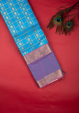 Blue And Lavender Pure Kanchi Cotton Saree