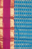 Peacock Blue And Wine Purple Kanchi Cotton Saree