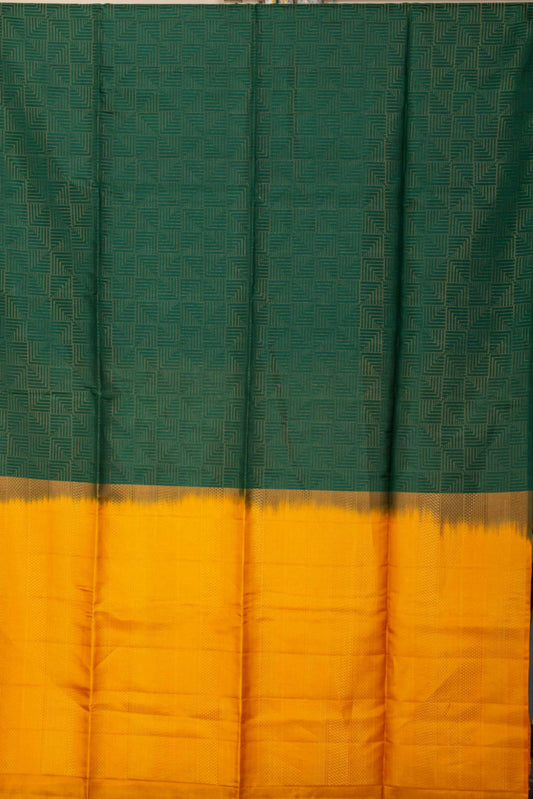 Bottle Green And Mustard Pure Touch Silk Saree