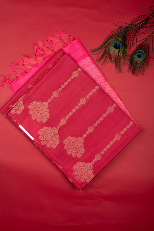 Maroon And Pink Pure Touch Silk Saree