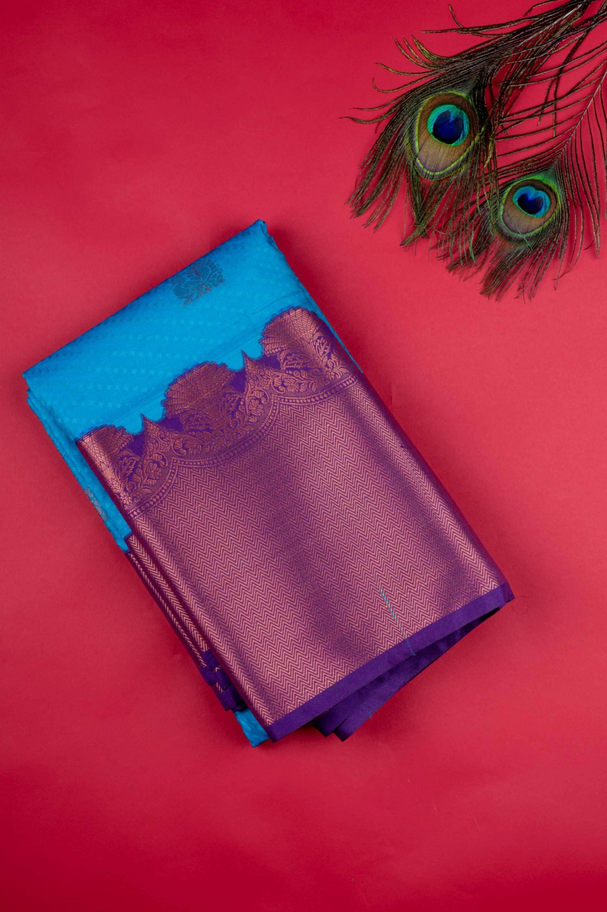 Blue And Purple Turning Semi Silk Saree