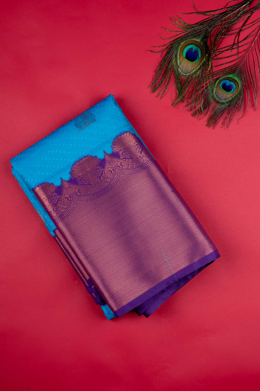 Blue And Purple Turning Semi Silk Saree