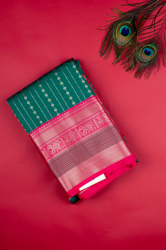 Green And Pink Traditional Semi Silk Saree