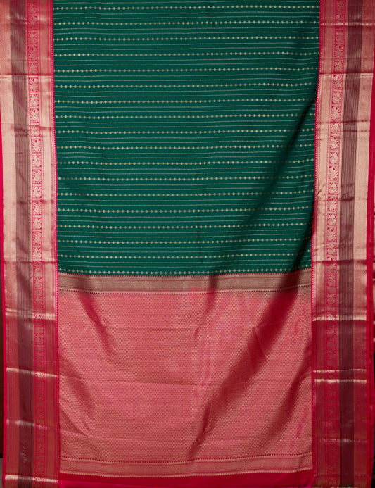 Green And Pink Traditional Semi Silk Saree