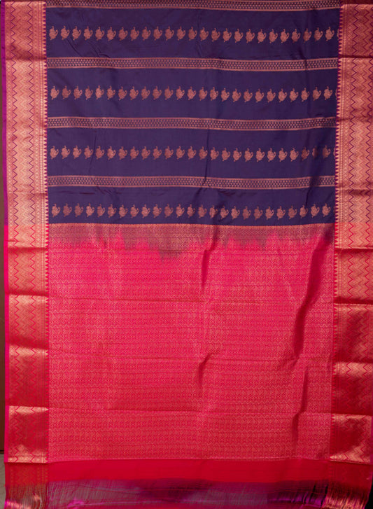 Jamun Purple And Pink Semi Silk Saree