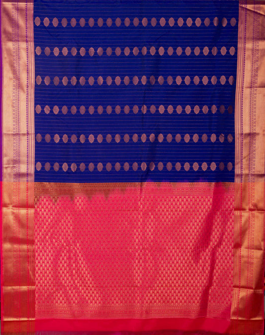 Purplish Blue And Pink Semi Silk Saree