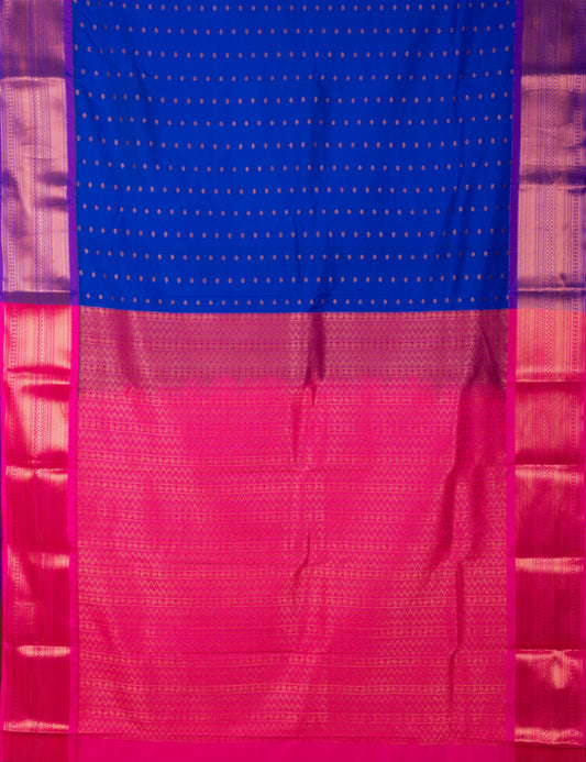 Blue And Pink Semi Silk Saree