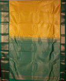 Mustard And Green Brocade Semi Silk Saree