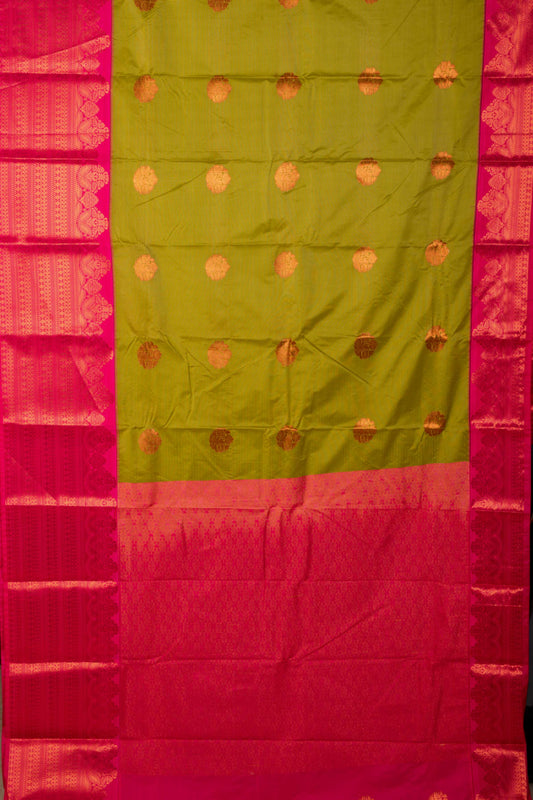 Elaichi Green And Pink Semi Silk Saree