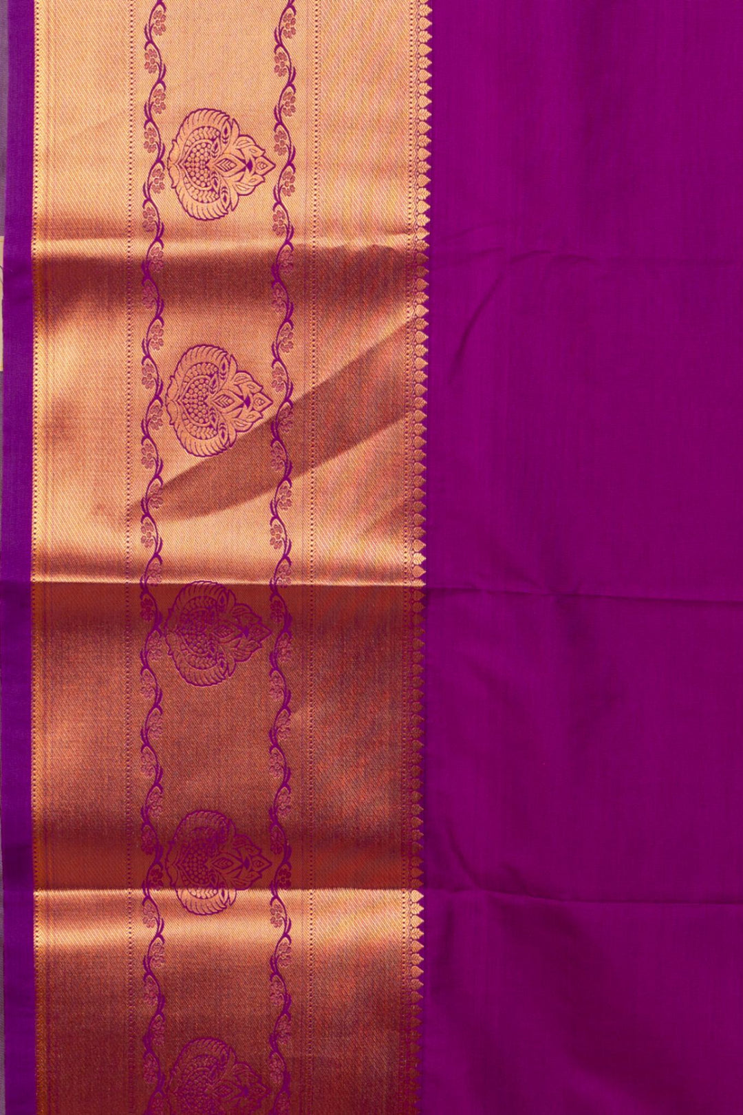 Off-white And Purple Semi Silk Saree