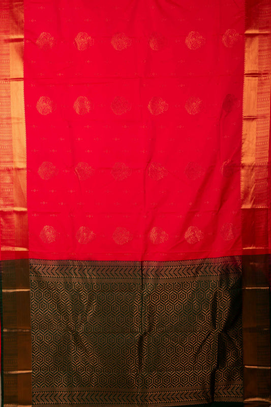 Reddish Pink Semi Silk Saree