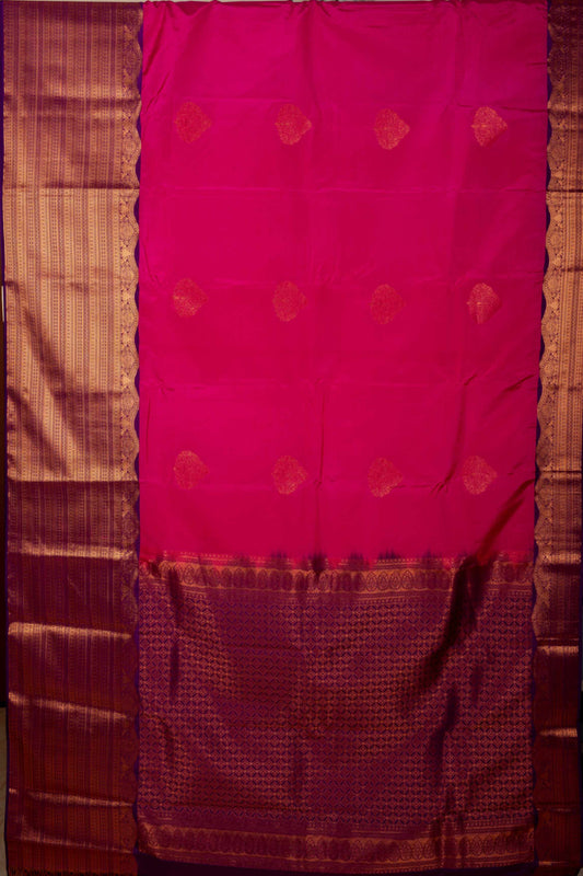 Pink Turning Border Semi Silk Saree