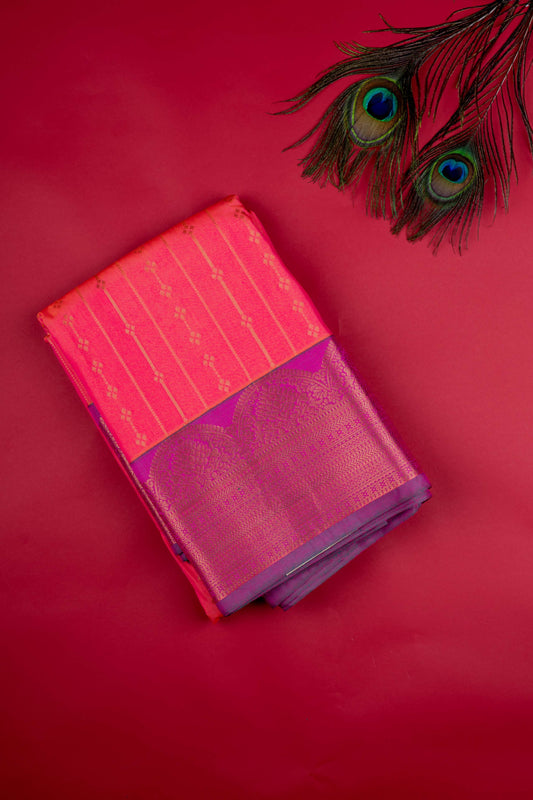 Pink And Teal Green Semi Silk Saree