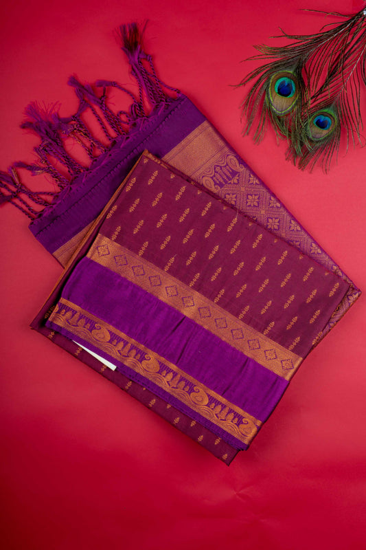 Wine Brown Soft Silk Saree