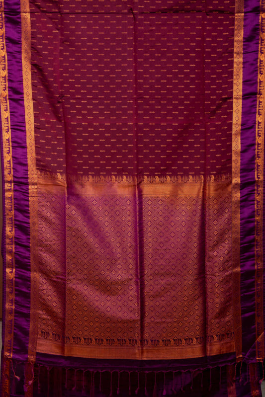 Wine Brown Soft Silk Saree