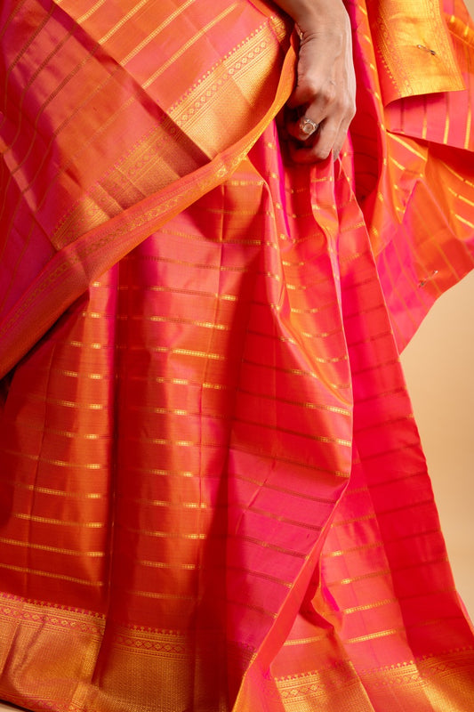 Dual tone orange silk saree