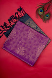 Purple And Black Designer Soft Silk Saree