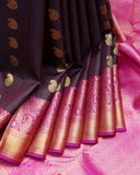 Brown and Pink Silk Saree