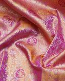 Pink Silk Saree with Golden Border