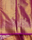 Pink Silk Saree with Golden Border