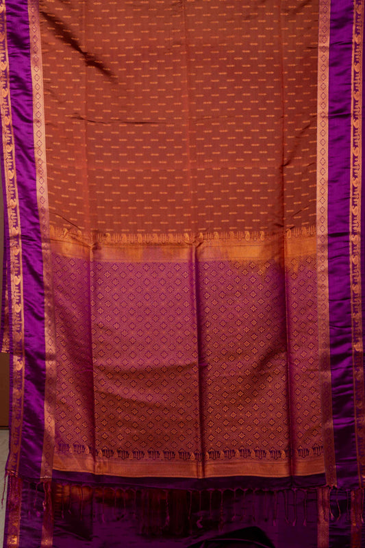 Brown And Purple Soft Silk Saree