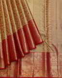 Red Silk Saree with Golden Border